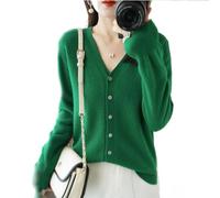 YGSIKY Women's Cashmere Cardigan,V Neck Long Sleeve Lightweight Knit Cardigan Sweater,Front Button Long Sleeve Cardigan,Fall Winter Sexy Soft Warm Elastic Knit Sweaters (Emerald,XXL)