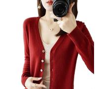 YGSIKY Women's Cashmere Cardigan,V Neck Long Sleeve Lightweight Knit Cardigan Sweater,Front Button Long Sleeve Cardigan,Fall Winter Sexy Soft Warm Elastic Knit Sweaters (Wine Red,XL)
