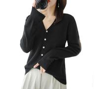 YGSIKY Women's Cashmere Cardigan,V Neck Long Sleeve Lightweight Knit Cardigan Sweater,Front Button Long Sleeve Cardigan,Fall Winter Sexy Soft Warm Elastic Knit Sweaters (Black,L)