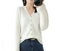 YGSIKY Women's Cashmere Cardigan,V Neck Long Sleeve Lightweight Knit Cardigan Sweater,Front Button Long Sleeve Cardigan,Fall Winter Sexy Soft Warm Elastic Knit Sweaters (White,M)