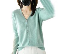YGSIKY Women's Cashmere Cardigan,V Neck Long Sleeve Lightweight Knit Cardigan Sweater,Front Button Long Sleeve Cardigan,Fall Winter Sexy Soft Warm Elastic Knit Sweaters (Green,XXL)