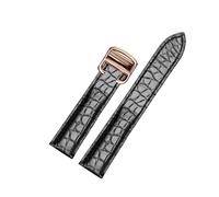 YGUK0J 18 20 22 23 24 25mm Crocodile Genuine Leather Watch Strap Compatible with Cartier Tank London Solo Leather Watchband Men Women(Black Rose Gold,25mm)