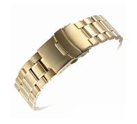YGUK0J 18/20/22/24mm Stainless Steel Solid Watch Strap Arc/Straight End Steel Bracelet Folding Buckle Replacement Watch Band(Straight End Gold,24mm)