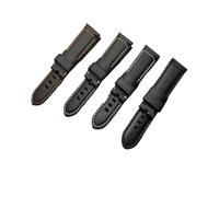 YGUK0J 22mm 24mm 26mm Black Brown Stiching Vintage Italian Cow Leather Watch Band Bracelet Watchband Compatible With PAM441 Compatible With Panerai Strap Tools(Blk brown line,24mm silver buckle)