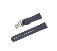 YGUK0J 23mm Rubber Silicone Watch Band Replacement Compatible With Blancpain Fifty Fathoms Black Blue Soft Strap Stainless Steel Buckle(Blue Silver Buckle)
