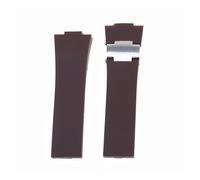 YGUK0J 25mm*12mm Black Brown Blue Waterproof Silicone Rubber Strap Folding Buckle Wristband Strap Bracelet Compatible With Ulysse Nardin Watch Band(Brown and metal,26MM_WITHOUT BUCKLE)