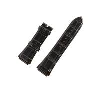 YGUK0J 27mm Genuine Leather Watch Strap Band Compatible with Guess Watch Black Blue(Black)