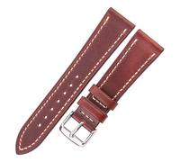 YGUK0J Cow Leather Watch Strap 18mm 20mm 22mm 24mm Brown Blue Red Green Cowhide Watchbands With Silver Stainless Steel Buckle(Brown,22mm Geat S3)