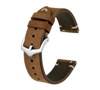 YGUK0J Crazy Horse Leather Watch Strap Bands,18mm 20mm 22mm,Compatible with Smartwatch Huawei Compatible with Samsung Galaxy Gear,Black Green Brown(Tan-Silver Buckle,22mm)