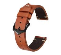 YGUK0J Crazy Horse Leather Watch Strap Bands,18mm 20mm 22mm,Compatible with Smartwatch Huawei Compatible with Samsung Galaxy Gear,Black Green Brown(Toffee Brown-Black,20mm)