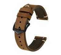 YGUK0J Crazy Horse Leather Watch Strap Bands,18mm 20mm 22mm,Compatible with Smartwatch Huawei Compatible with Samsung Galaxy Gear,Black Green Brown(Tan-Black Buckle,18mm)