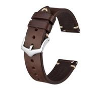 YGUK0J Crazy Horse Leather Watch Strap Bands,18mm 20mm 22mm,Compatible with Smartwatch Huawei Compatible with Samsung Galaxy Gear,Black Green Brown(Coffee Brown-Silver,22mm)