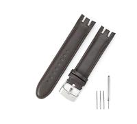 YGUK0J Crocodile Pattern Cowhide Watch Strap Compatible With Swatch Accessories Black Bifurcate Concave Interface 21MM Colloidal Particles Wrist