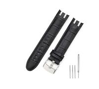 YGUK0J Crocodile Pattern Cowhide Watch Strap Compatible With Swatch Accessories Black Bifurcate Concave Interface 21MM Colloidal Particles Wrist