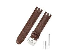 YGUK0J Crocodile Pattern Cowhide Watch Strap Compatible With Swatch Accessories Black Bifurcate Concave Interface 21MM Colloidal Particles Wrist