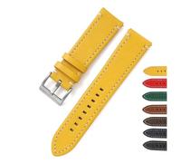 YGUK0J Double-Sided Leather 18mm 20mm 22mm 24mm Watchband Quick Release Watch Band Strap Men Women Yellow Red Black Watch Accessories(Yellow,18mm)