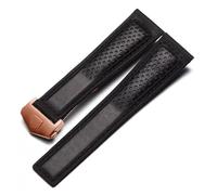 YGUK0J Frosted Genuine Leather Watch Strap Compatible With Tag Heuer Carrera Diving Monaco F1 Series Breathable Watch Chain 22mm Men Watchband(Black-rosegold)