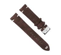 YGUK0J Genuine Leather Suede Watch Strap Retro Watchband 18mm 19mm 20mm 22mm Gray Blue Accessories(Coffee-white wire,20mm)