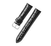YGUK0J Genuine Leather Watch Band Watch Bracelet Slub Pattern Ice Surface Glossy Strap 12 14 16 18 20 22 Mm Watchband Watch Accessories(Black,14mm)
