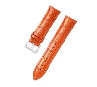 YGUK0J Genuine Leather Watch Band Watch Bracelet Slub Pattern Ice Surface Glossy Strap 12 14 16 18 20 22 Mm Watchband Watch Accessories(Orange,14mm)
