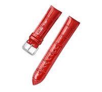 YGUK0J Genuine Leather Watch Band Watch Bracelet Slub Pattern Ice Surface Glossy Strap 12 14 16 18 20 22 Mm Watchband Watch Accessories(RED,14mm)