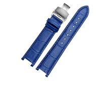 YGUK0J Genuine Leather Watch Strap Compatible With MK Michael Kors Mike Coles Mk2277 2425 Waterproof Sweat-Proof Notch Band 20mm Wrist(Royal Blue-Steel-B1)