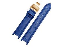 YGUK0J Genuine Leather Watch Strap Compatible With MK Michael Kors Mike Coles Mk2277 2425 Waterproof Sweat-Proof Notch Band 20mm Wrist(Royal Blue-Golden-B1)
