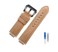 YGUK0J Genuine Leather Watch Strap Compatible With Timex Watch T2N721 T2N720 739 TW2T6300 Band 24 * 16mm Watchband With Screw And Tools(Kahki black buckle)