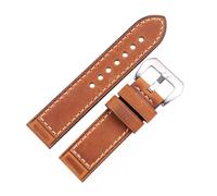 YGUK0J Handmade Cowhide Watch Strap Bracelet 22mm 24mm Men Women Brown Black Red Genuine Leather(Brown,22mm)