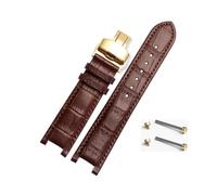YGUK0J Notched Leather Watch Strap 20 * 11mm 22 * 13mm Compatible With GC Guess Passa Genuine Lleathe Waterproof Watch Chain Men Women(Brown-gold,20x11mm)