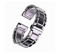 YGUKOJ 14 15 16 17 18 19 20 21 22 23 24 Mm Luxury Ceramic Band White Black Rose Gold Men's Ladies Watch Strap Bracelet Belt(Black and white,22mm)