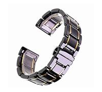 YGUKOJ 14 15 16 17 18 19 20 21 22 23 24 Mm Luxury Ceramic Band White Black Rose Gold Men's Ladies Watch Strap Bracelet Belt(Black and gold,16mm)