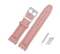 YGUKOJ 17mm 19mm Strap Compatible With Swatch Band Genuine Calf Leather Watch Strap Band Black Brown White Waterproof(Purple Green,19mm)