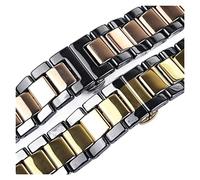 YGUKOJ 18 20 22mm Luxury Universal Ceramic Band Black With Rose Gold Men's Ladies Watch Strap Bracelet Belt Watchband Polish Never Fade(Black gold,22mm)