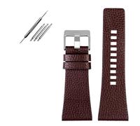 YGUKOJ Compatible With Diesel/POlice Watchbands Men's Wrist Large Size Watch Bands 26MM 28MM 30MM 32MM Black Brown Genuine Calf Hide Leather Strap(Brow SK,32mm)