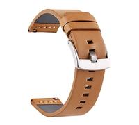 YGUKOJ Genuine Leather Watchbands 18 20 22 24mm Compatible With Samsung Watch 46mm 44mm 42mm 40mm Strap Compatible With Huawei Watch For Moto360 II(Silver-lightbrown)