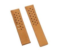 YGUKOJ Quality 22mm Cow Leather Watchband Compatible With Men Band Watch Strap Wrist Bracelet Accessories Folding Buckle(Yellow strap,With Silver buckle)