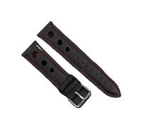 YGUKOJ Solid Color Watchband Genuine Leather Hand-Stitching Vintage Strap Compatible With Rolex Watch Watchbands Strap 18mm 20mm 22mm 24mm For Men(Black-red line,18mm)