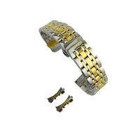 YGUKOJ Stainless Steel Metal Watch Band Bracelet 12mm 14mm 16mm 18mm 20mm 22mm 24mm Wrist Strap Watchband with Hollow arc interface(Silver gold,14mm)