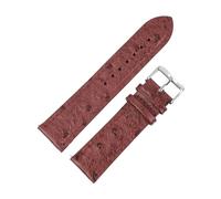 YGUKOJ Vintage Genuine Leather Watchband 18mm 20mm 22mm Ostrich Pattern Black Watch Strap Belt Compatible With Men Watch Accessories(Wine red,22mm)