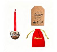 YGWAPJL Believe in Santa Claus Polar Express Jingle Bell with Red Satin Pouch, Hanging Tag, Christmas Stocking Stuffer, Holiday Decor & Xmas Tree Decorations Xmas Gifts