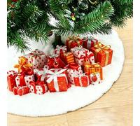 YGWAPJL White Faux Fur Christmas Tree Skirt 50cm / 19.7" - Soft Plush Mini Xmas Tree Mat Base Cover, Snowy White Fluffy Christmas Tree Collar for Small Tabletop Trees & Holiday Winter Decor