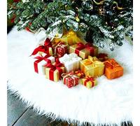 YGWAPJL White Faux Fur Christmas Tree Skirt 90cm / 35" - Soft Plush Mini Xmas Tree Mat Base Cover, Snowy White Fluffy Christmas Tree Collar for Small Tabletop Trees & Holiday Winter Decor