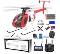 YGWXYYZJ F119S MD500 Smart RC Helicopter for Adults, 6CH Remote Control Helicopter with Optical Flow, Dual Brushless Coaxial Motors, 3500mAh LiPo Battery Gift for Enthusiasts -RTF(Red,With camera)