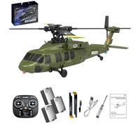 YGWXYYZJ K200 UH-60 RC Helicopter for Black-Hawk, 6CH Brushless Remote Control 6-Axis Gyro Military Aircraft with 3-Speed Mod, Altitude Hold & Optical Flow Positioning Gift for Adults(Green)