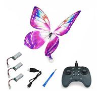 YGWXYYZJ Remote Control bionic butterfly Plane, 2.4GHZ 4CH Flying insect toy with LED lighting 3 Batteries & DIY colorful wings, Easy to Fly for Beginners Adults Kids Boys