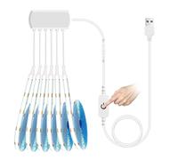 YGYCOBST 6 Rolls 2M White COB LED Strip Light Kit，5V USB COB LED Strip with Touch Sensor Dimmer Switch for Acoustic Panel，Shelves，Showcases，Cabinet Decoration Lighting