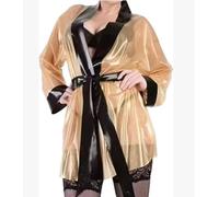 YGZHANYUANOKU Latex Rubber Gummi See-through Jacket Black Comfortable Halloween Cosplay Costumes Customize,Transparent Brown,XXS