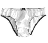 YGZHANYUANOKU Pink Satin Elastic Pleats Elastic Waistline Bow Triangle Shorts Fetishism Customizable,white,S