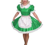 YGZHANYUANOKU Sissy Lolita Cross-Dresser Pleated Maid Dress Sets Party Cosplay Wetlook Costume Customizable,Green,S